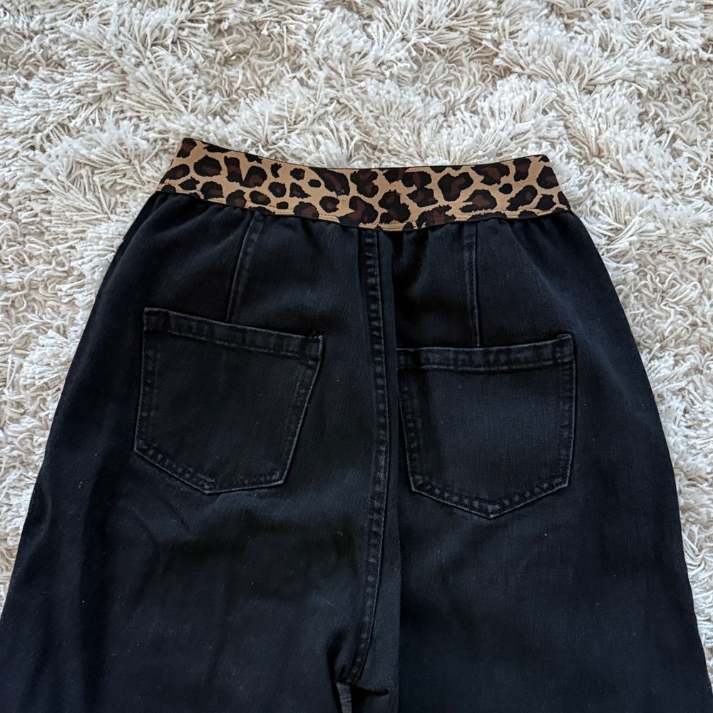 Black Jeans with Leopard waistband size 7 - Picture 7 of 8